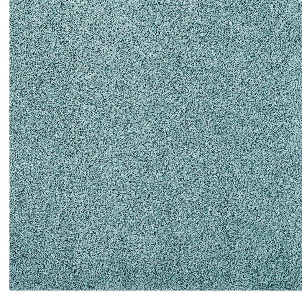 Enyssa Solid 8x10 Shag Area Rug in Aqua Blue and Ivory