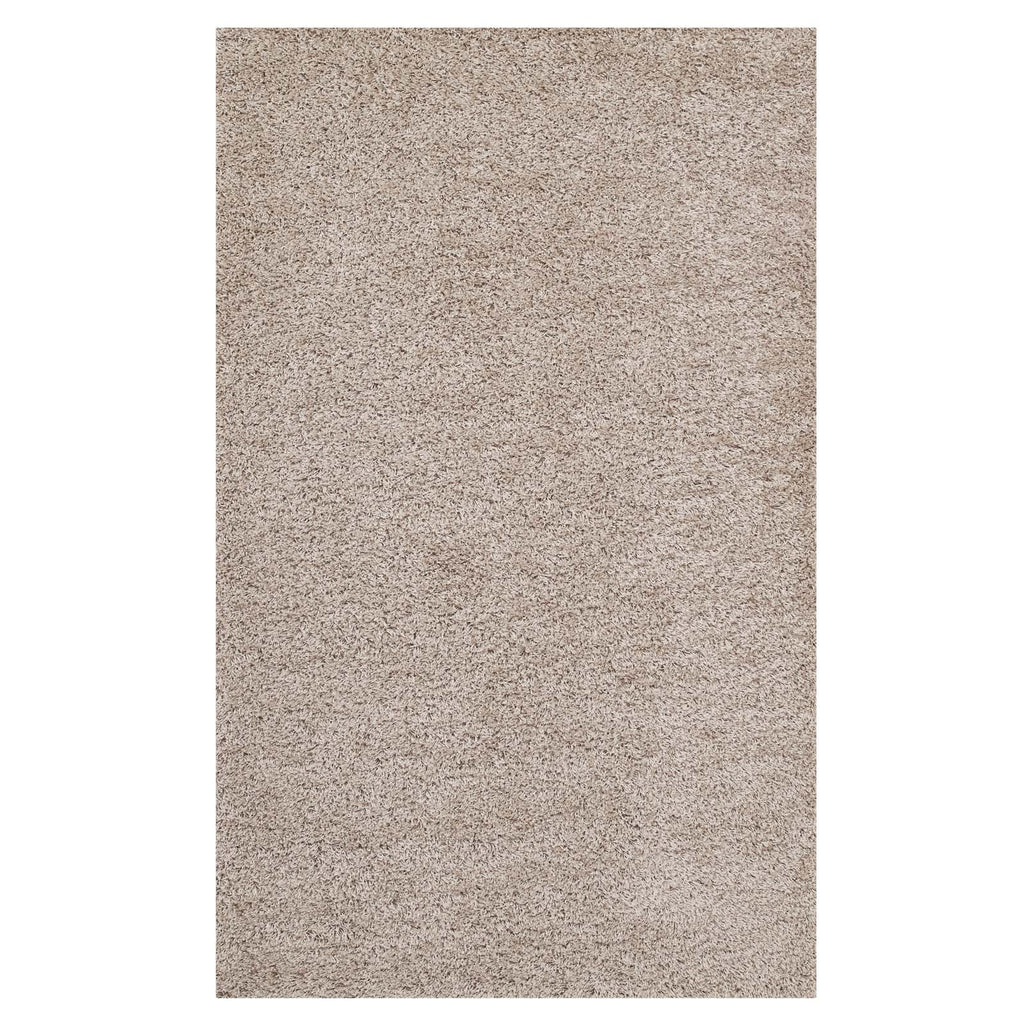 Enyssa Solid 5x8 Shag Area Rug in Beige and Ivory