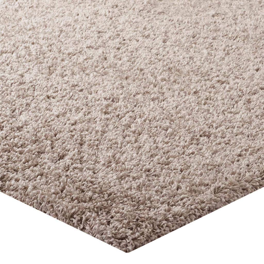 Enyssa Solid 5x8 Shag Area Rug in Beige and Ivory