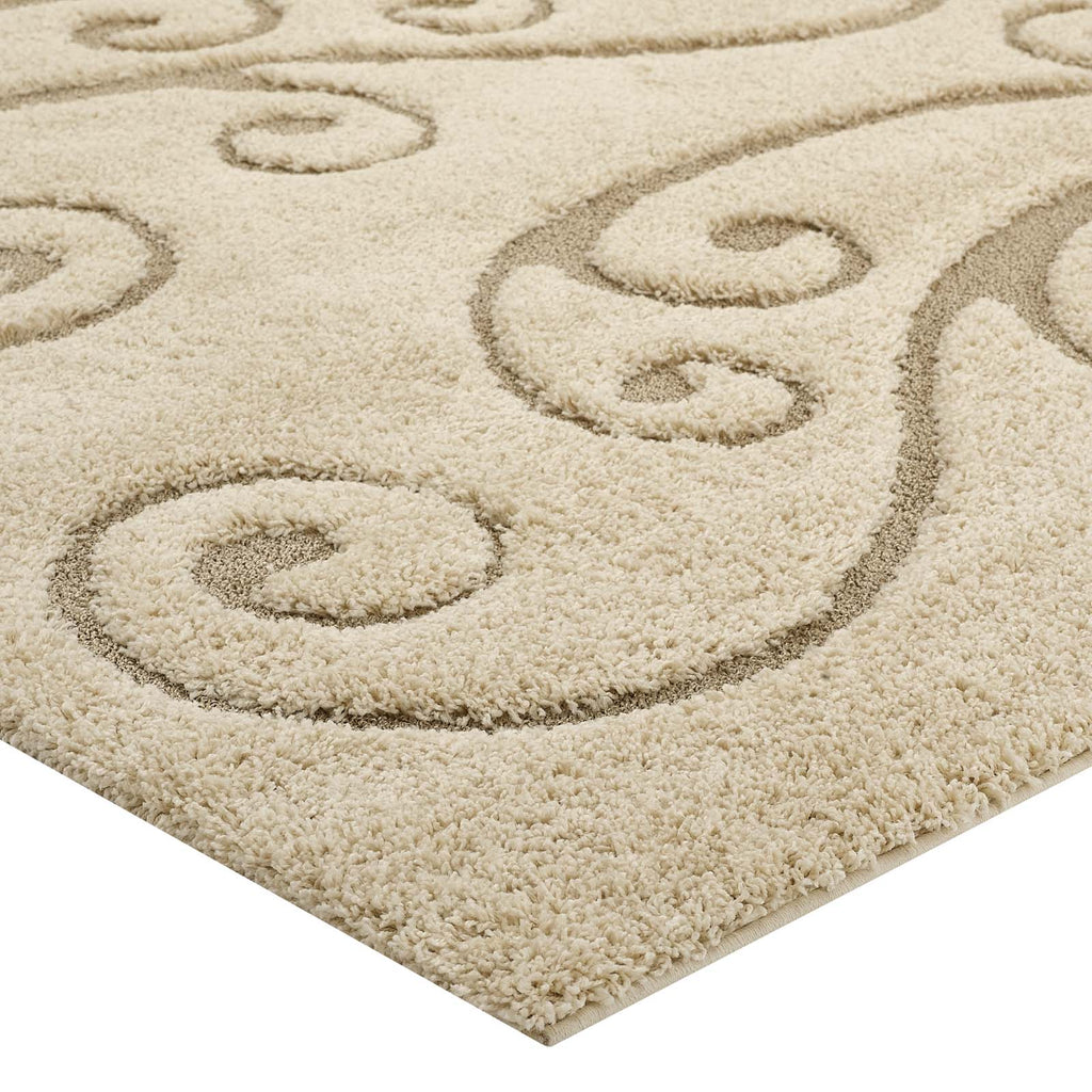 Jubilant Sprout Scrolling Vine 8x10 Shag Area Rug