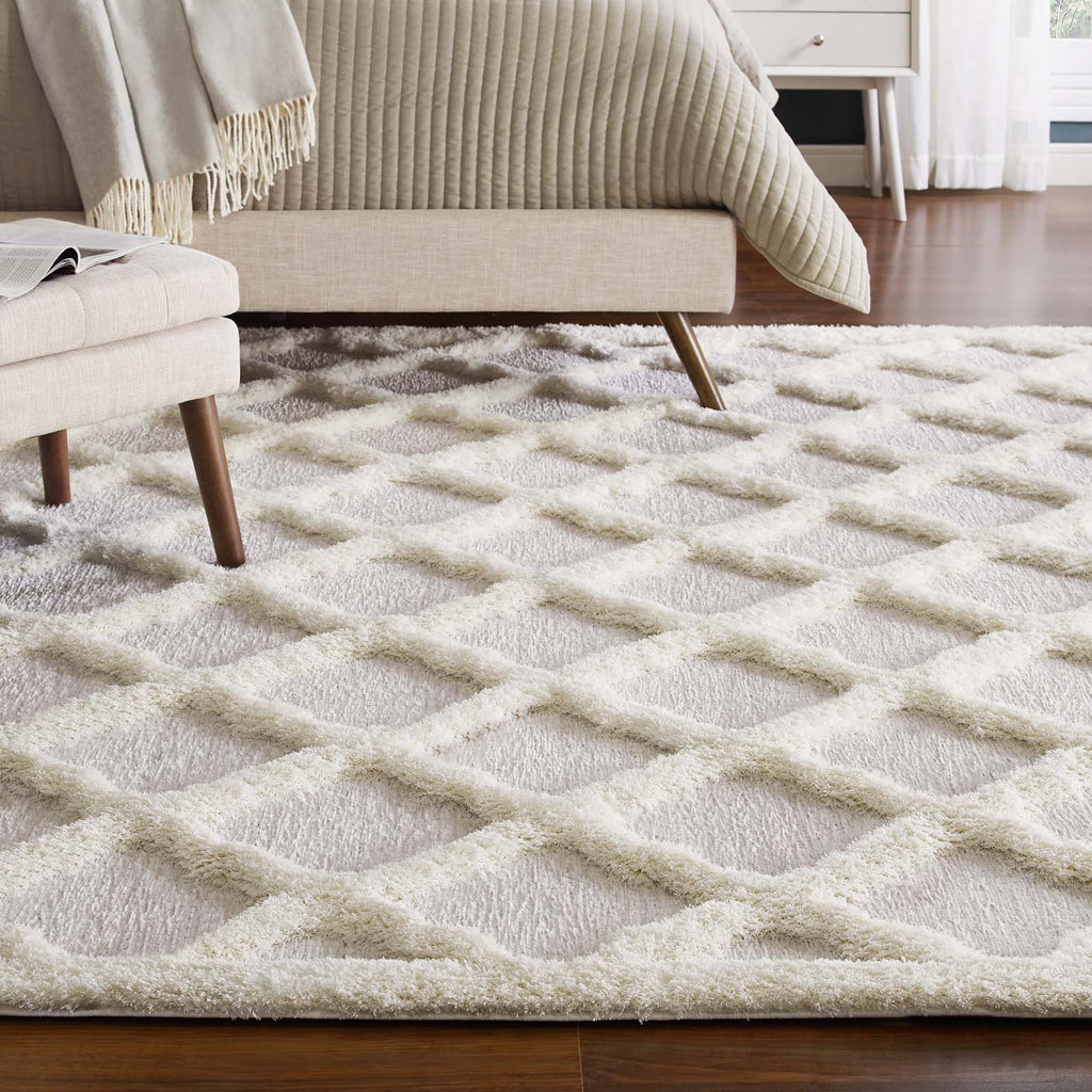 Whimsical Regale Abstract Moroccan Trellis 5x8 Shag Area Rug