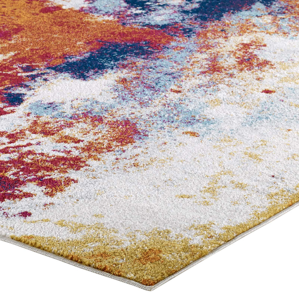 Entourage Adeline Contemporary Modern Abstract 8x10 Area Rug in Red,Orange,Yellow,Blue,Ivory