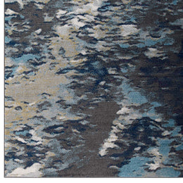 Entourage Foliage Contemporary Modern Abstract 5x8 Area Rug in Blue,Tan,Gray