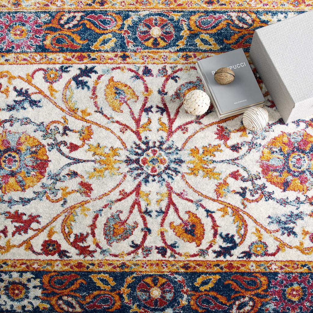 Entourage Samira Distressed Vintage Floral Persian Medallion 8x10 Area Rug