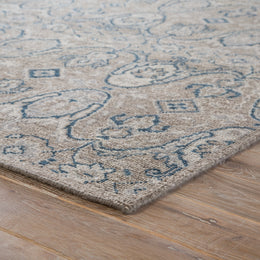 Jaipur Living Williamsburg Hand-Knotted Medallion Gray/ Navy Runner Rug