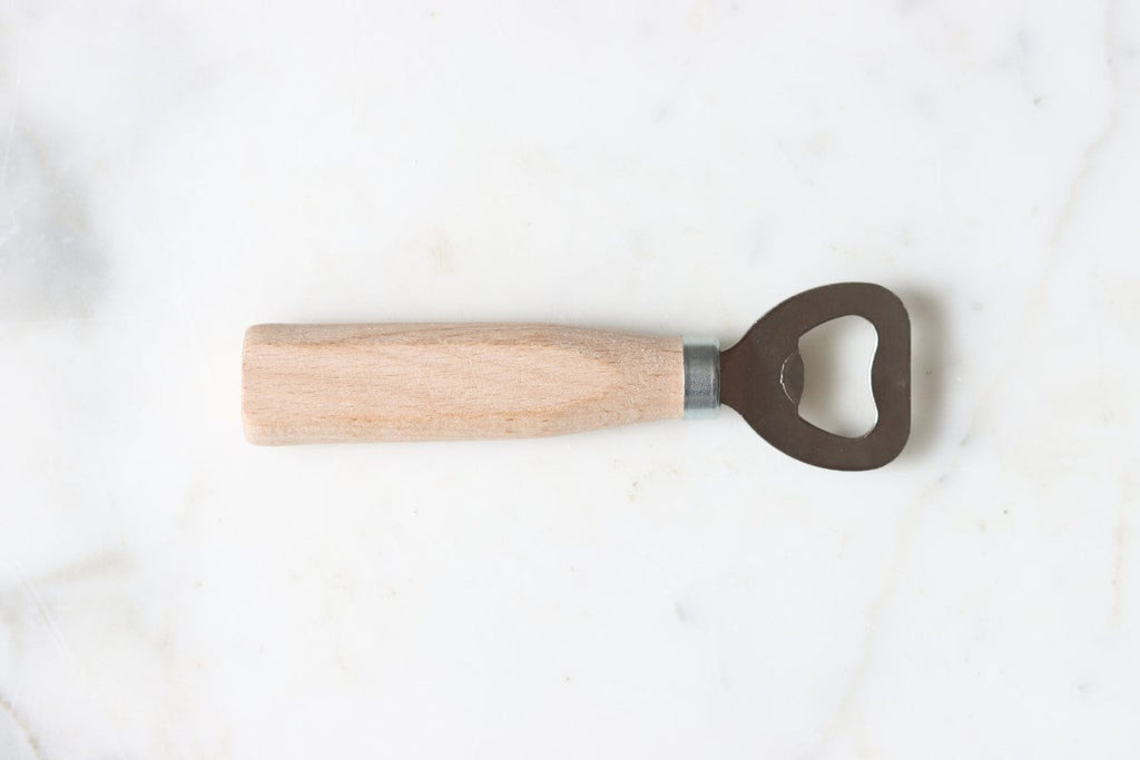 Beechwood Bottle Opener with Stainless Steel Top