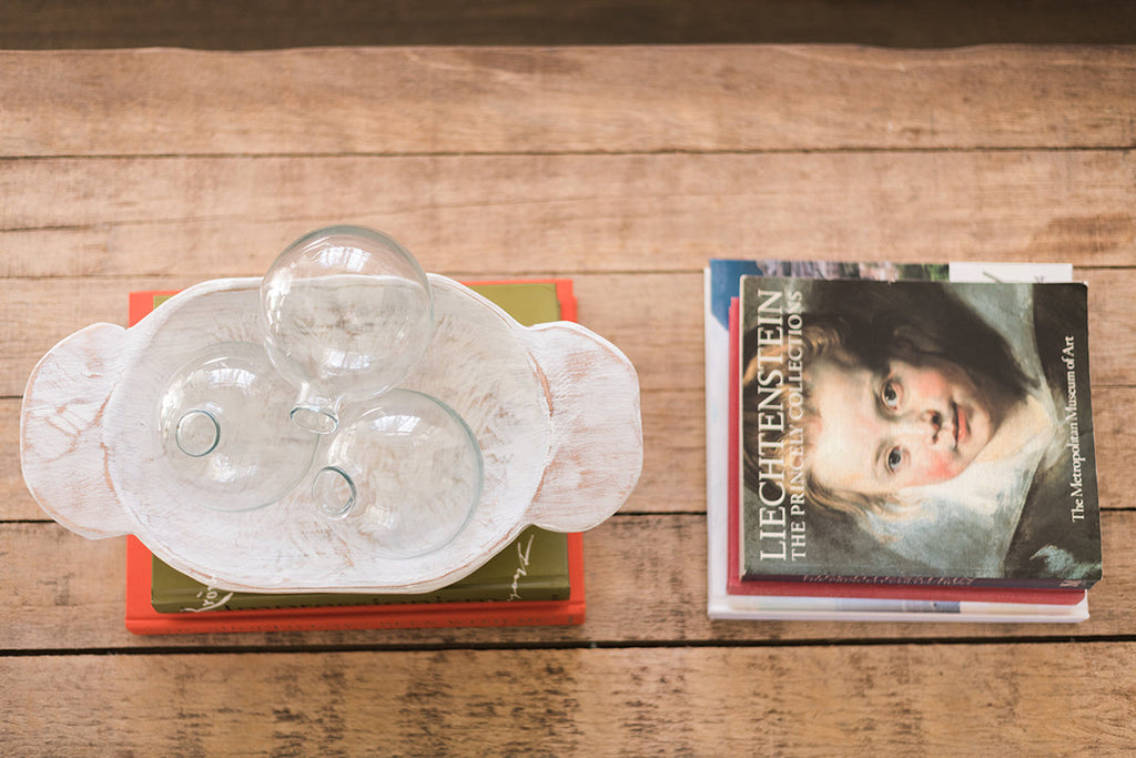 Distressed White Dough Bowl