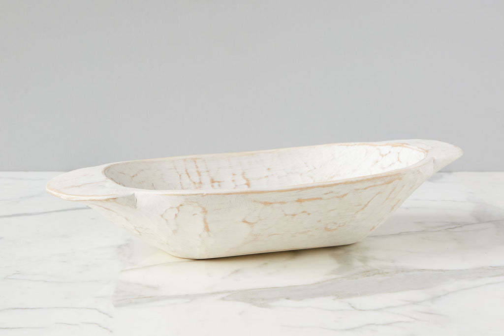 Distressed White Dough Bowl