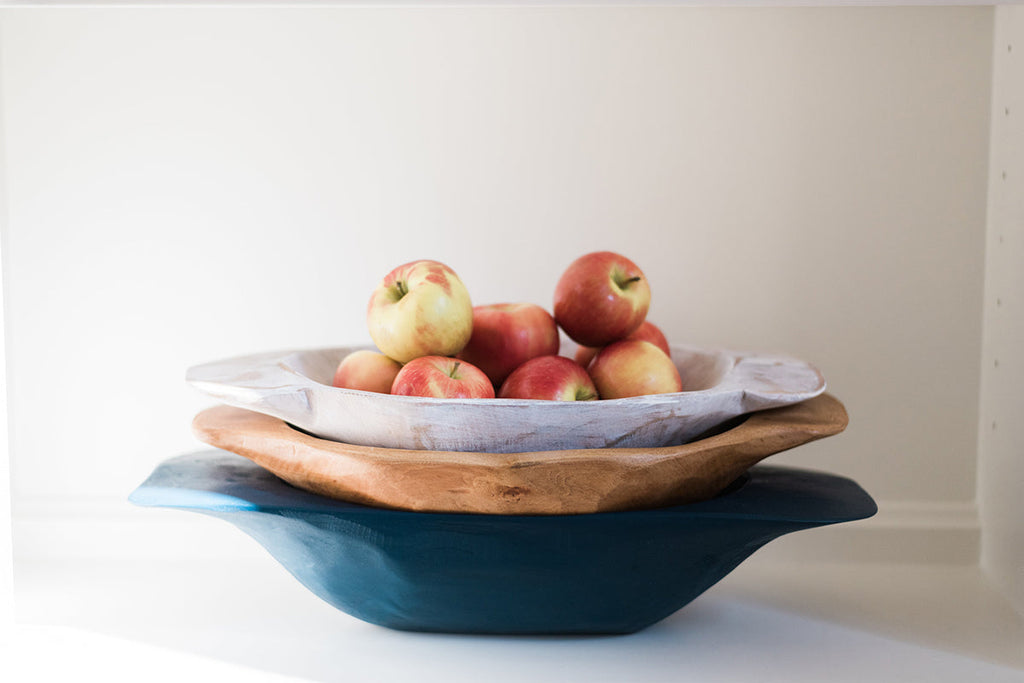 Distressed White Dough Bowl