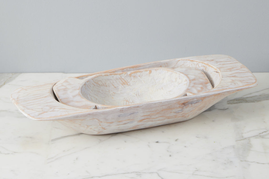 Distressed White Dough Bowl