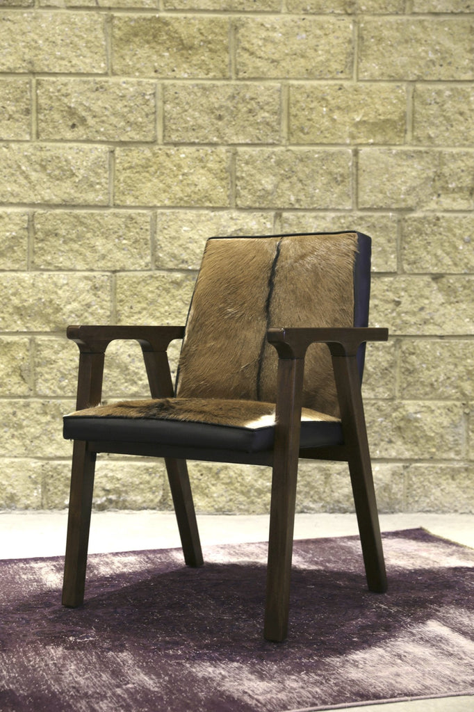 Rio Cool Armchair - Brown Mindi Oak, Leather/Goat Hair