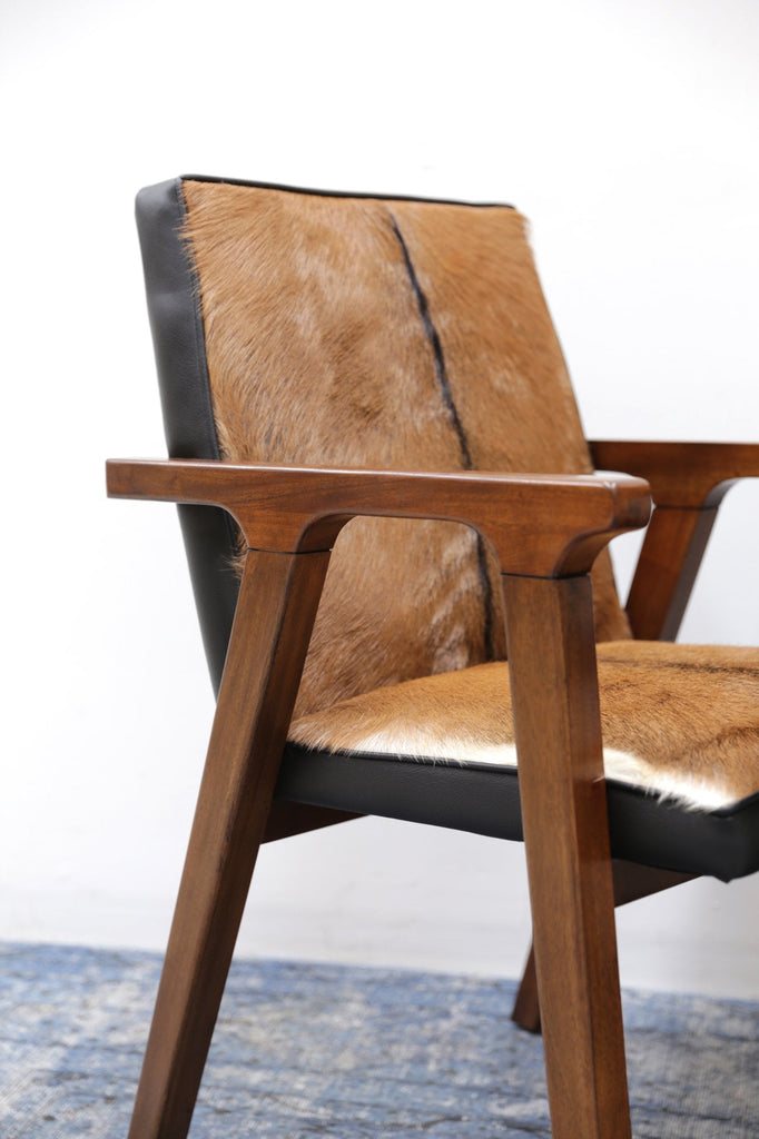 Rio Cool Armchair - Brown Mindi Oak, Leather/Goat Hair