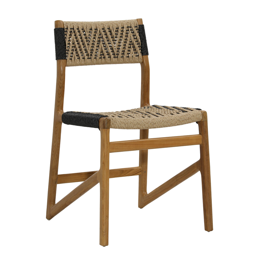 Lumen Outdoor Dining Chair Teak Wood and Synthetic Wicker - Natural and Black