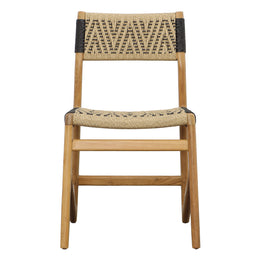 Lumen Outdoor Dining Chair Teak Wood and Synthetic Wicker - Natural and Black