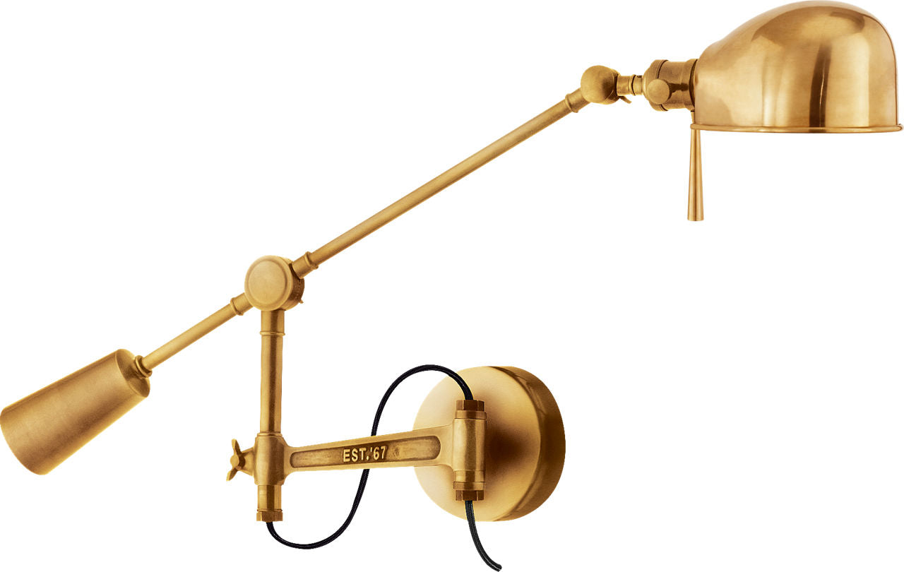 RL 67 Swing Arm Wall Lamp Natural Brass