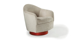 Real Good Swivel-Tilt Chair In Beige Fabric With Red Base