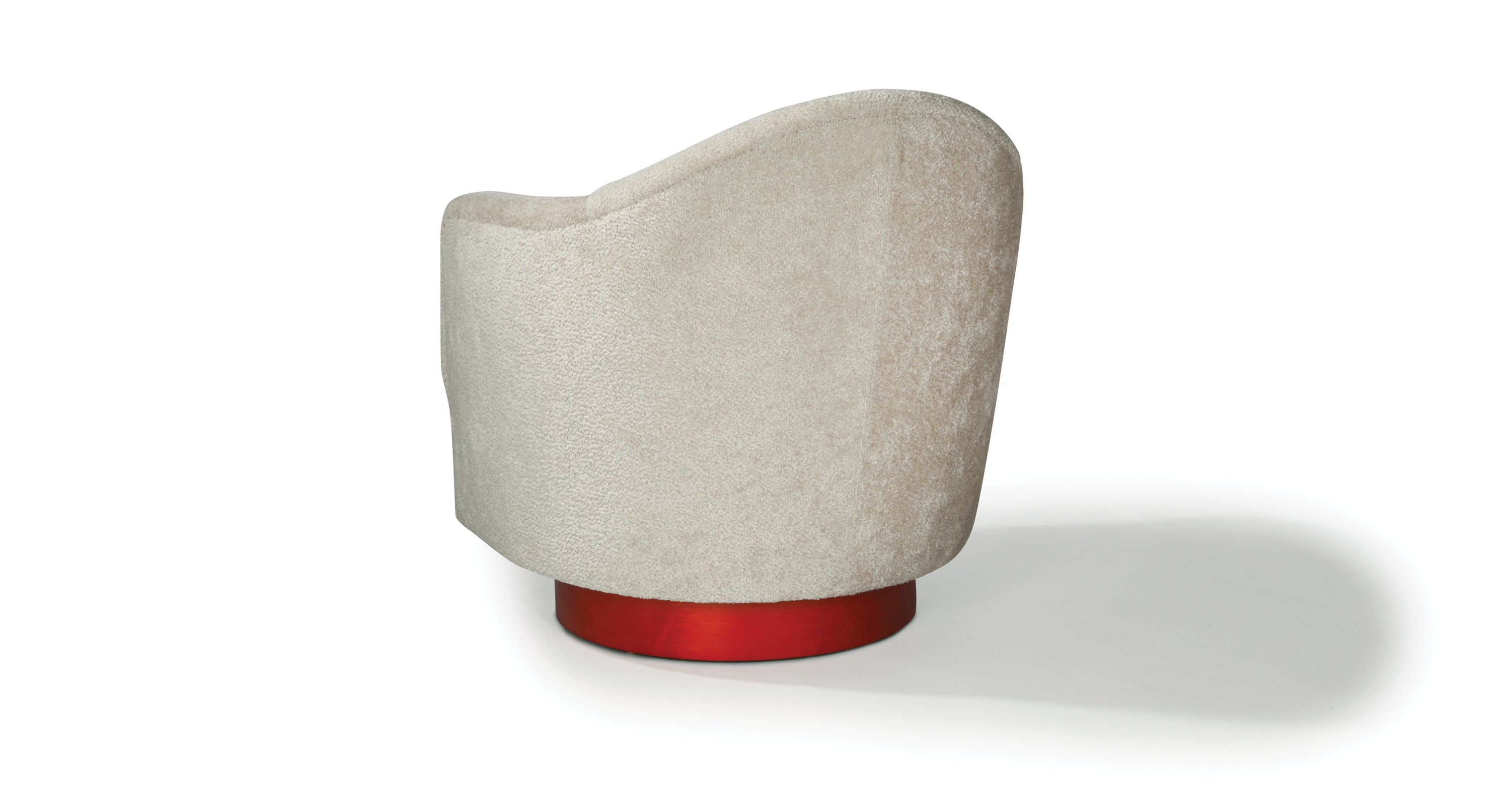 Real Good Swivel-Tilt Chair In Beige Fabric With Red Base