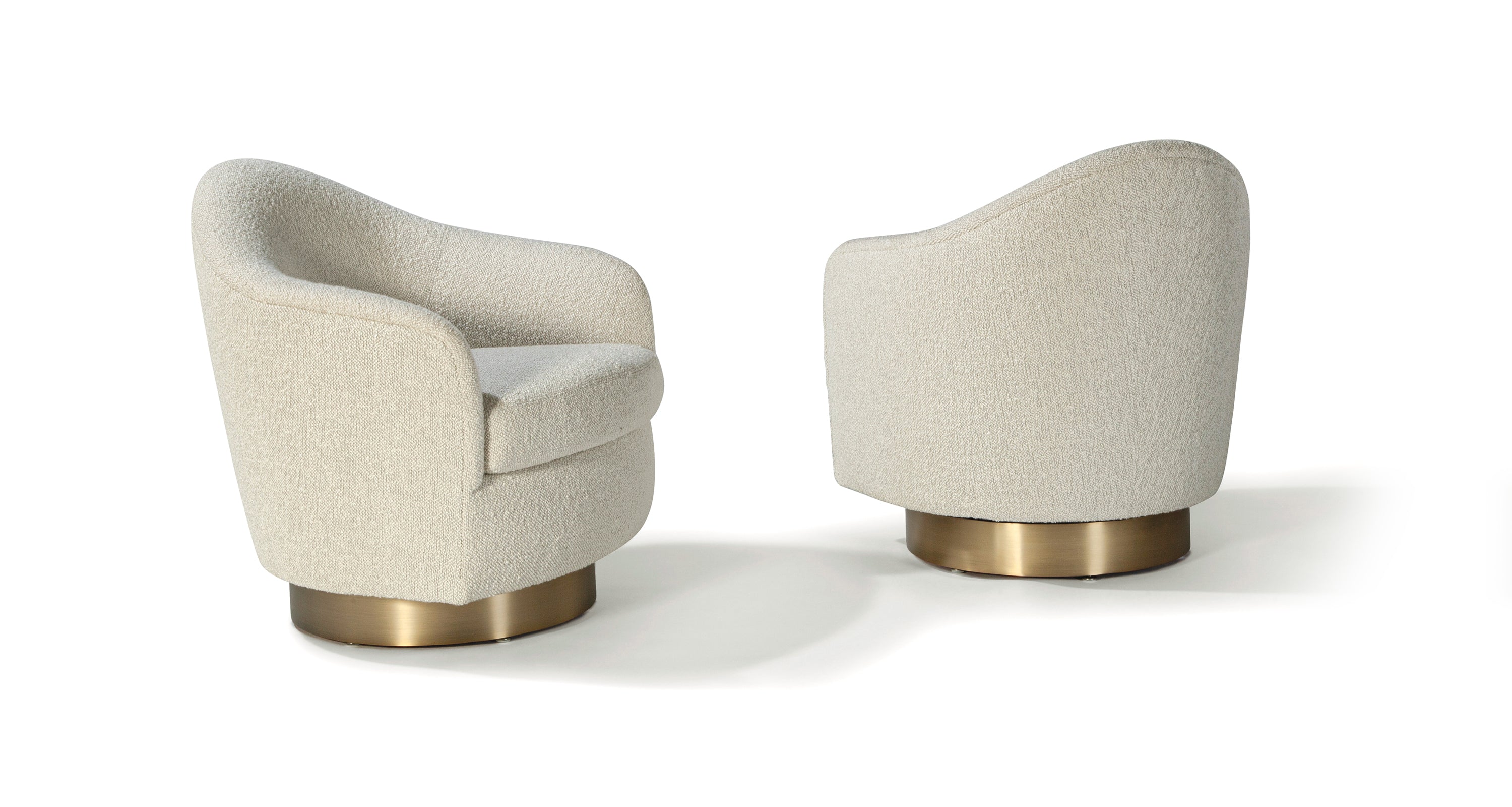 Real Good Swivel-Tilt Chair In White Fabric With Brushed Bronze Base