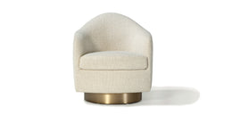 Real Good Swivel-Tilt Chair In White Fabric With Brushed Bronze Base