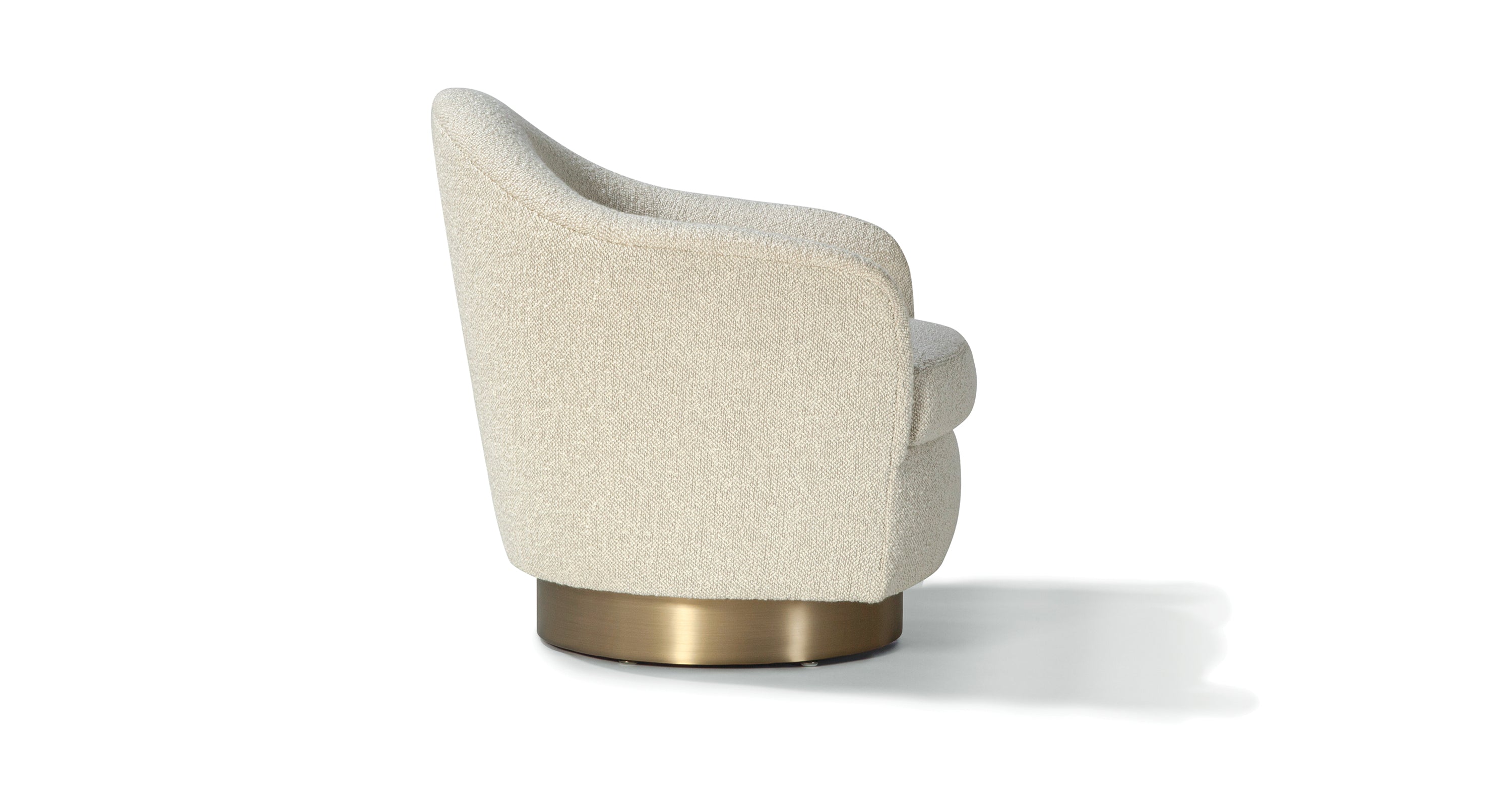 Real Good Swivel-Tilt Chair In White Fabric With Brushed Bronze Base