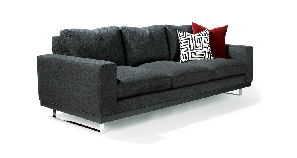 Rewired Sofa In Gray Fabric With Polished Stainless Steel Legs