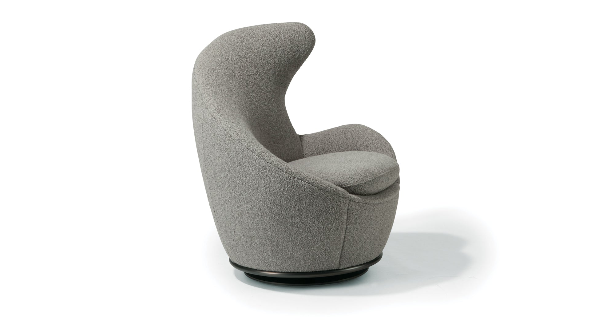 Right Wing Swivel Chair In Gray Fabric With Dark Bronze Base