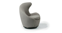 Right Wing Swivel Chair In Gray Fabric With Dark Bronze Base