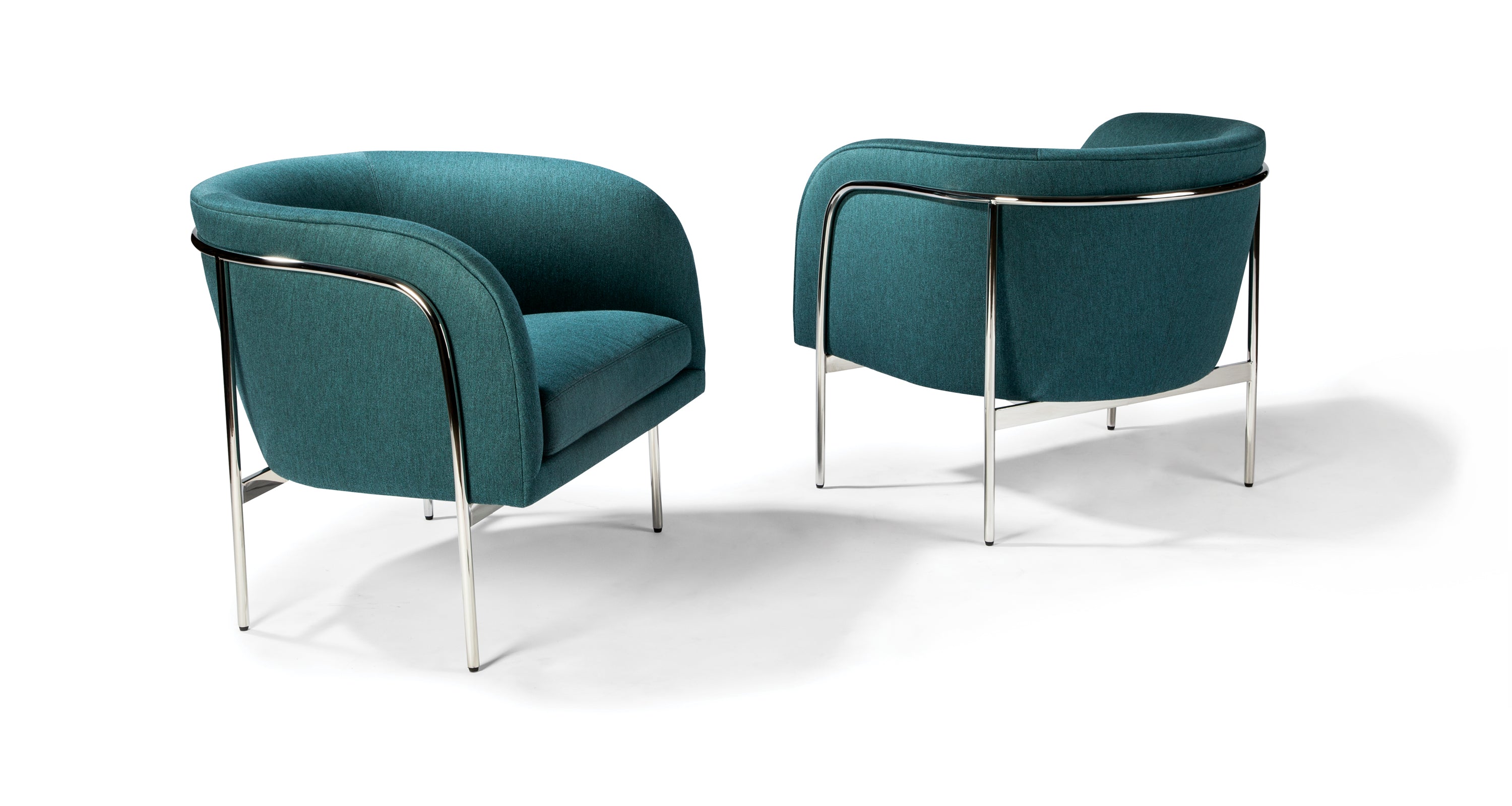 Rod Chair In Green Fabric With Polished Stainless Steel Frame