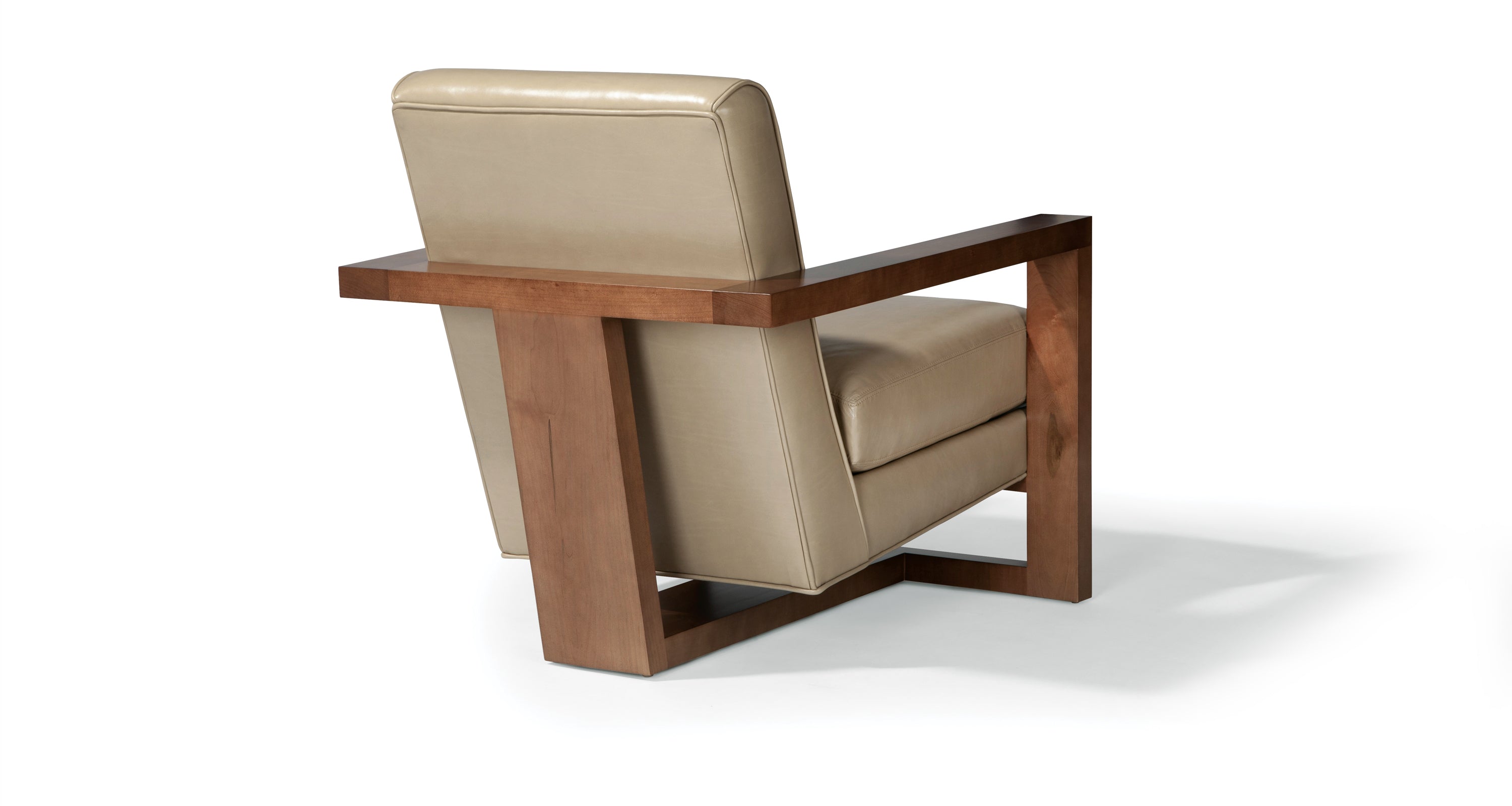 Roger Lounge Chair In Beige Leather With Maple Frame