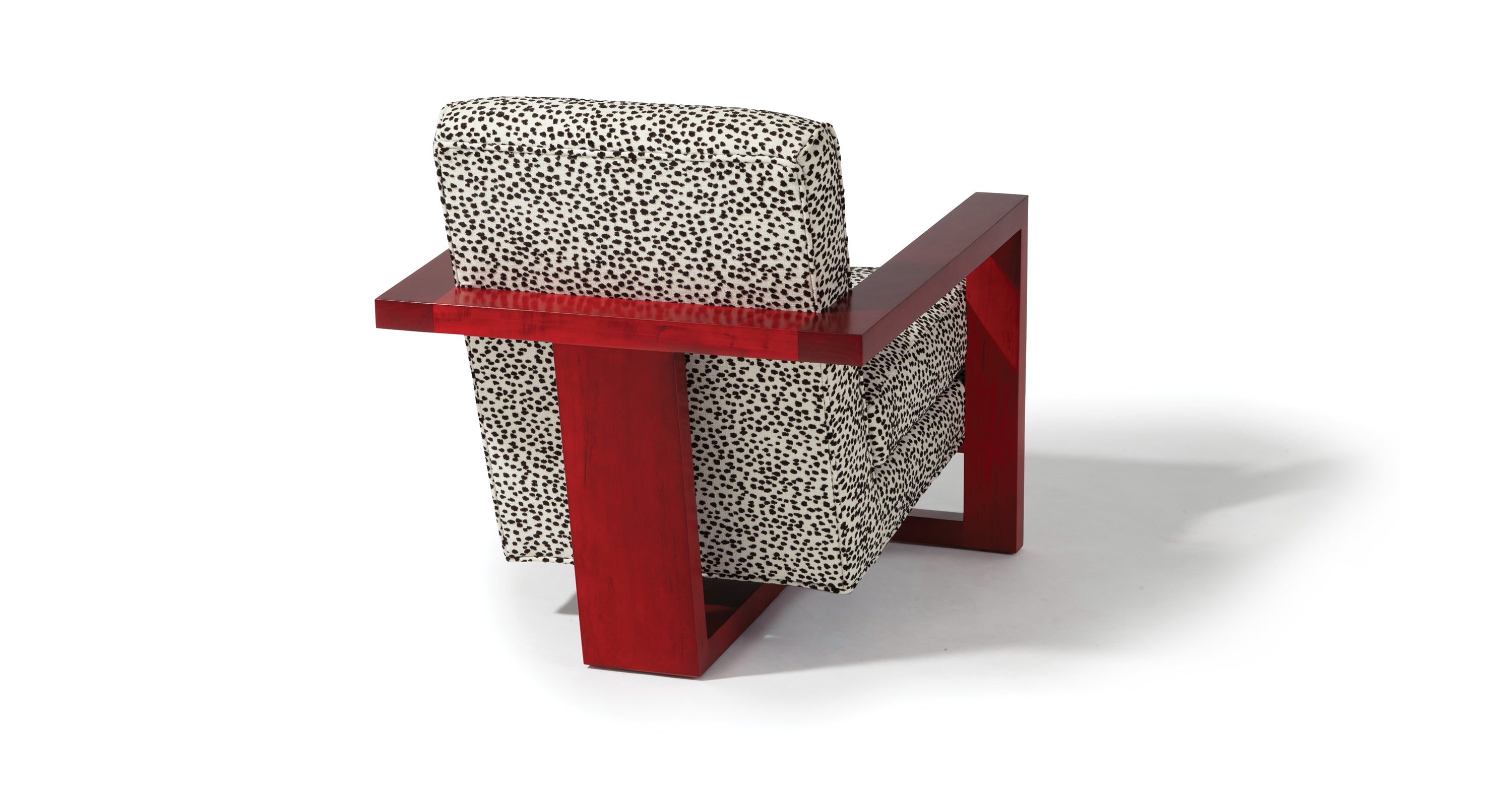 Roger Lounge Chair In Black & White Fabric With Red Maple Frame