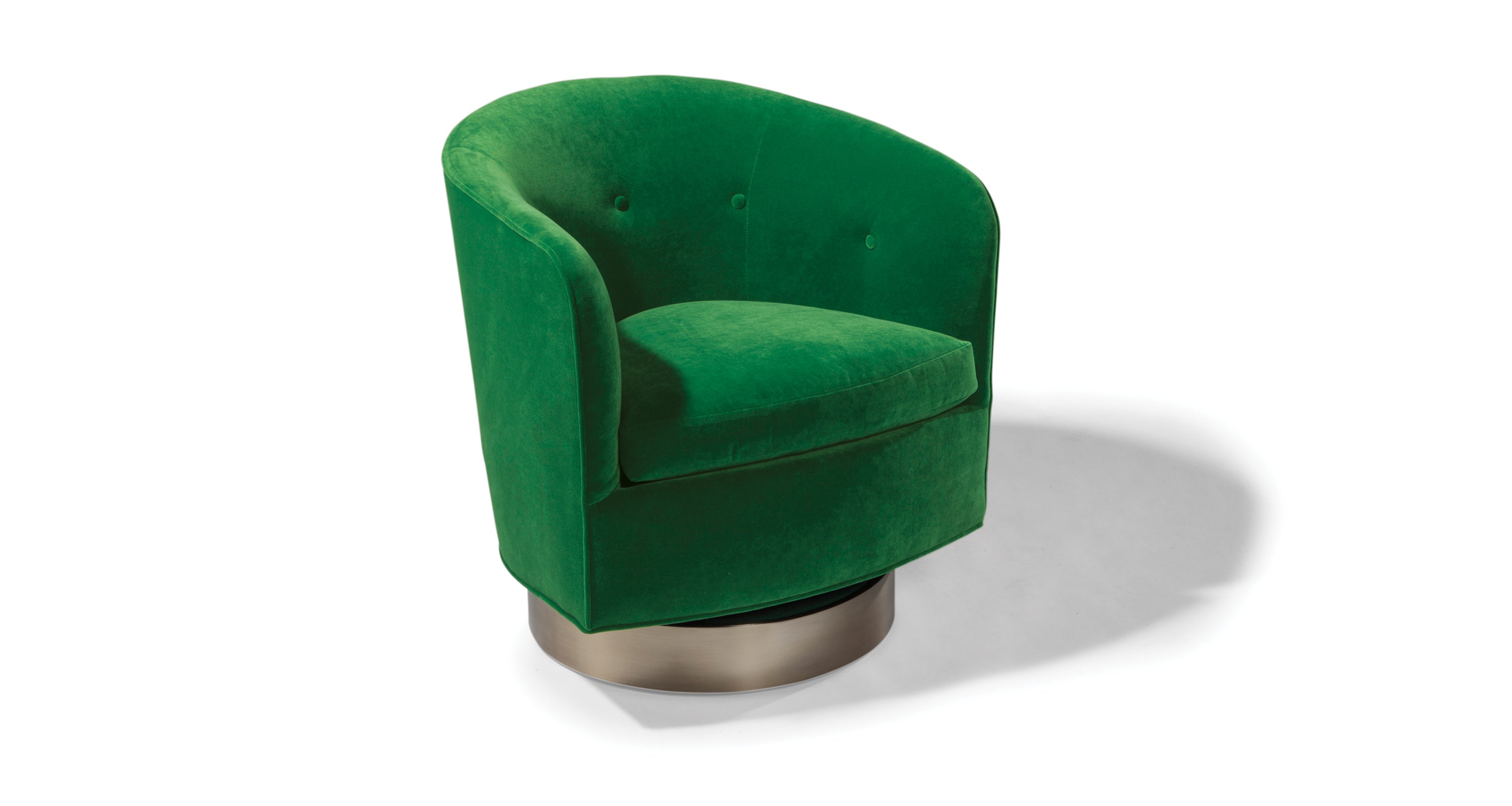 Roxy-O Swivel-Tilt Tub Chair In Green Fabric With Brushed Bronze Base