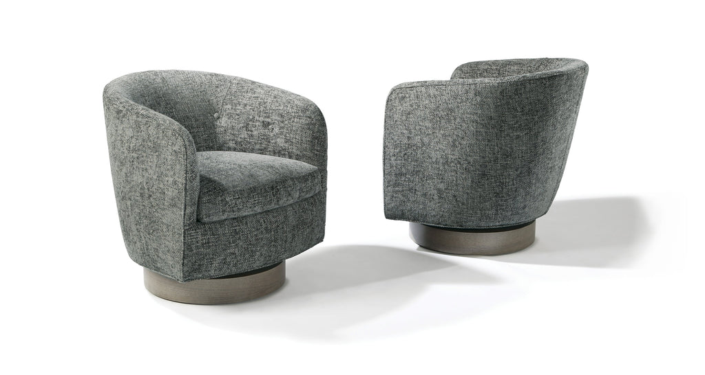 Roxy Would Swivel-Tilt Tub Chair In Gray Fabric With Gray Walnut Base