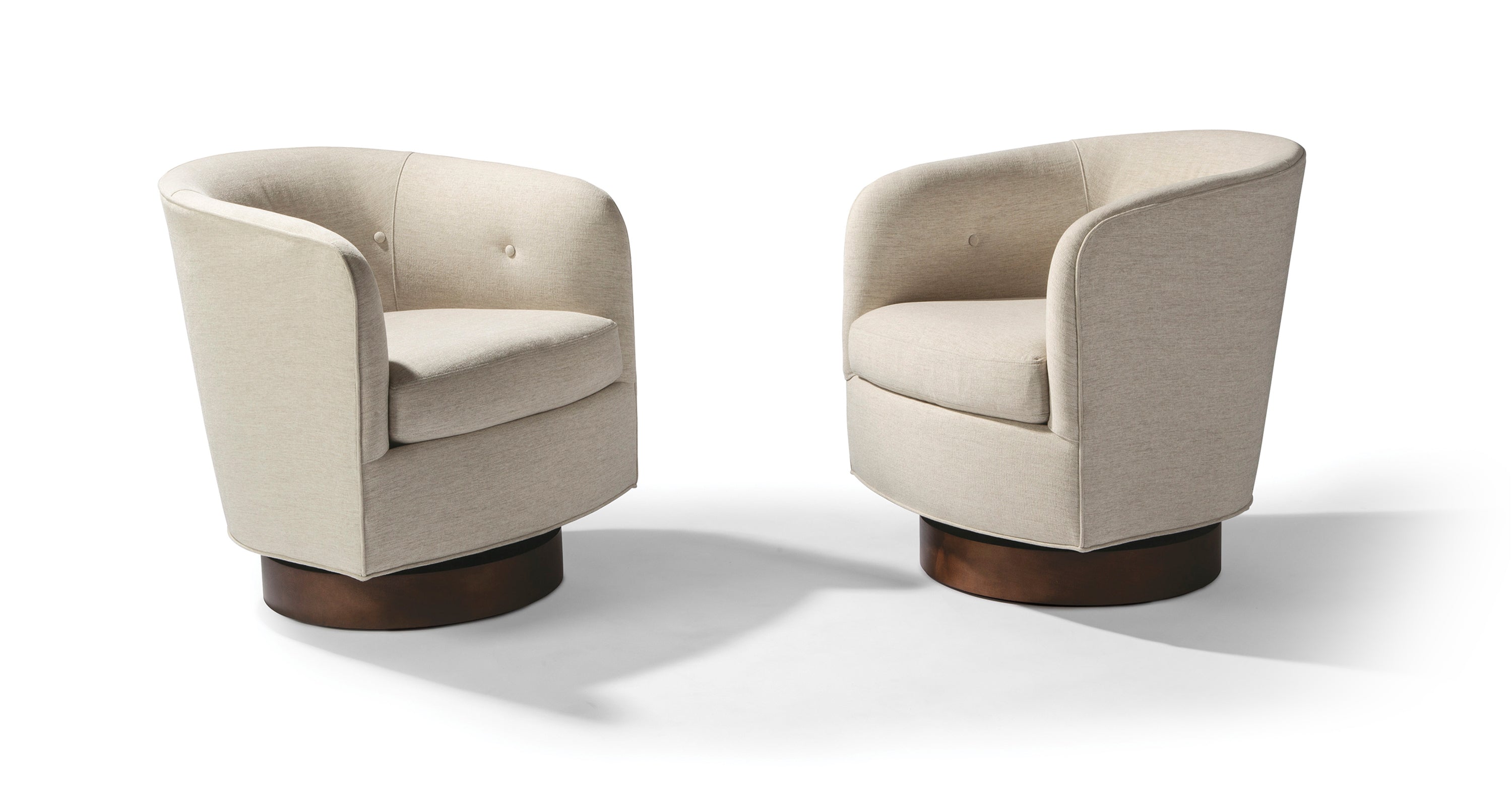 Roxy Would Swivel-Tilt Tub Chair In White Crypton Performance Fabric With Modern Walnut Base