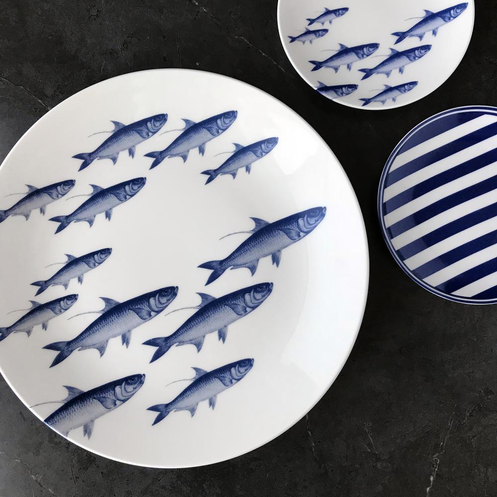 School Of Fish Blue Coupe Platter