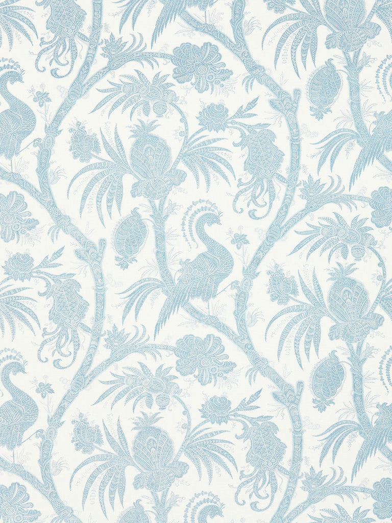 Balinese Peacock Linen Print - Sky