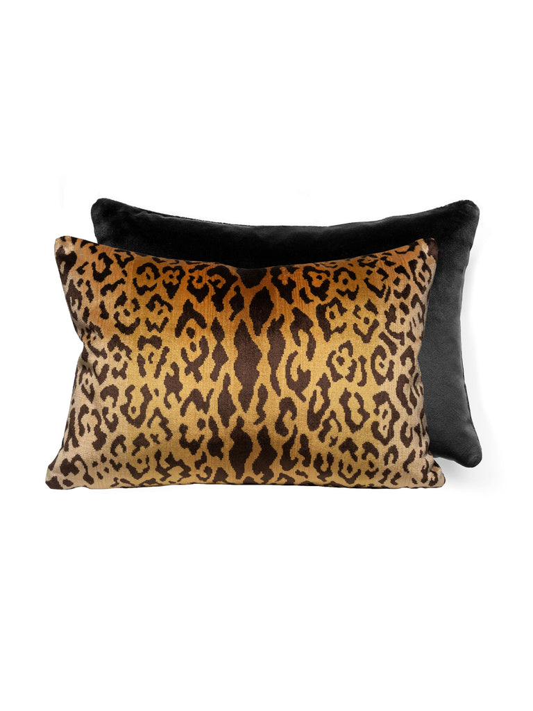 Leopardo / Velvet Pillow - Lumbar - Gold & Black / Black