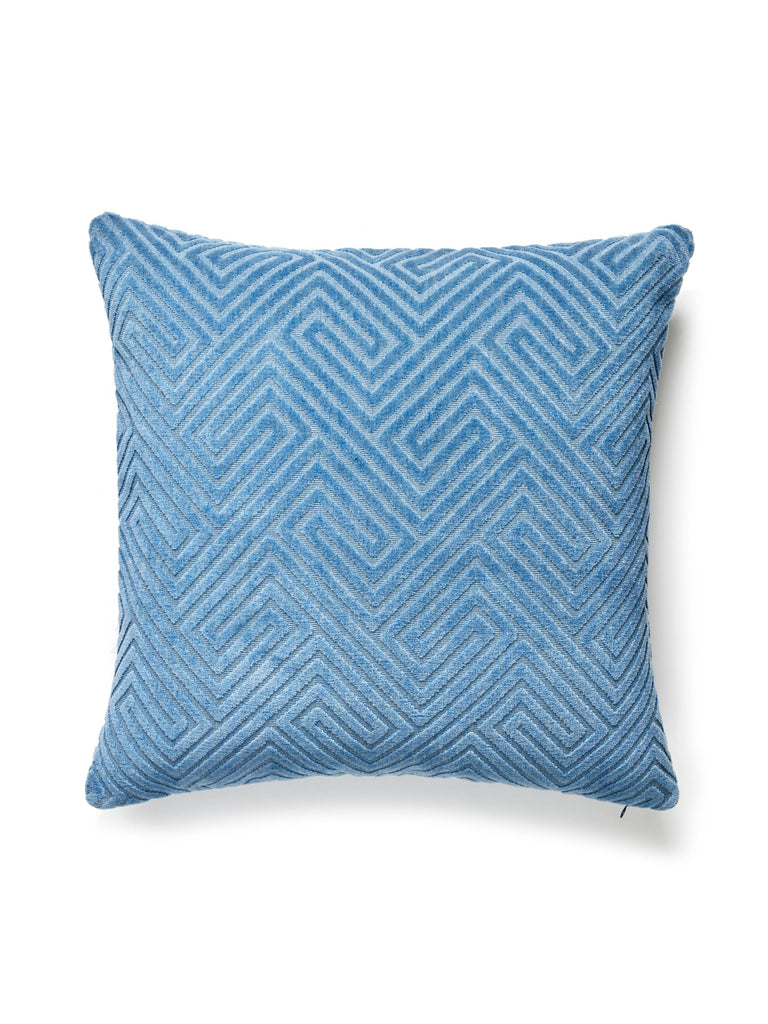 Meander Velvet Outdoor Pillow - 22 X 22 - Denim