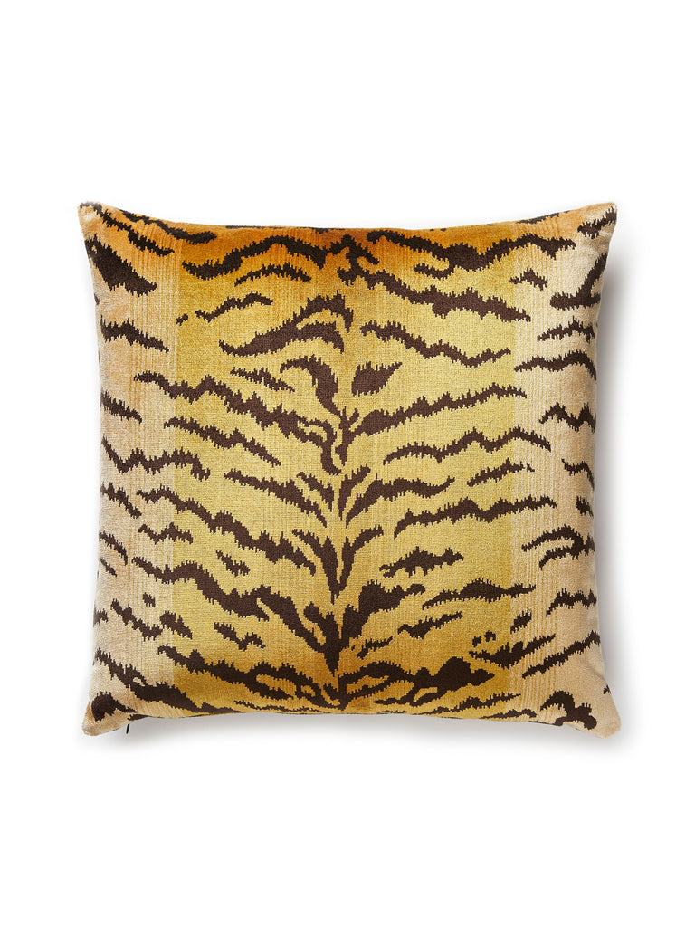 Tigre - Silk Square Pillow - Ivory, Gold & Black