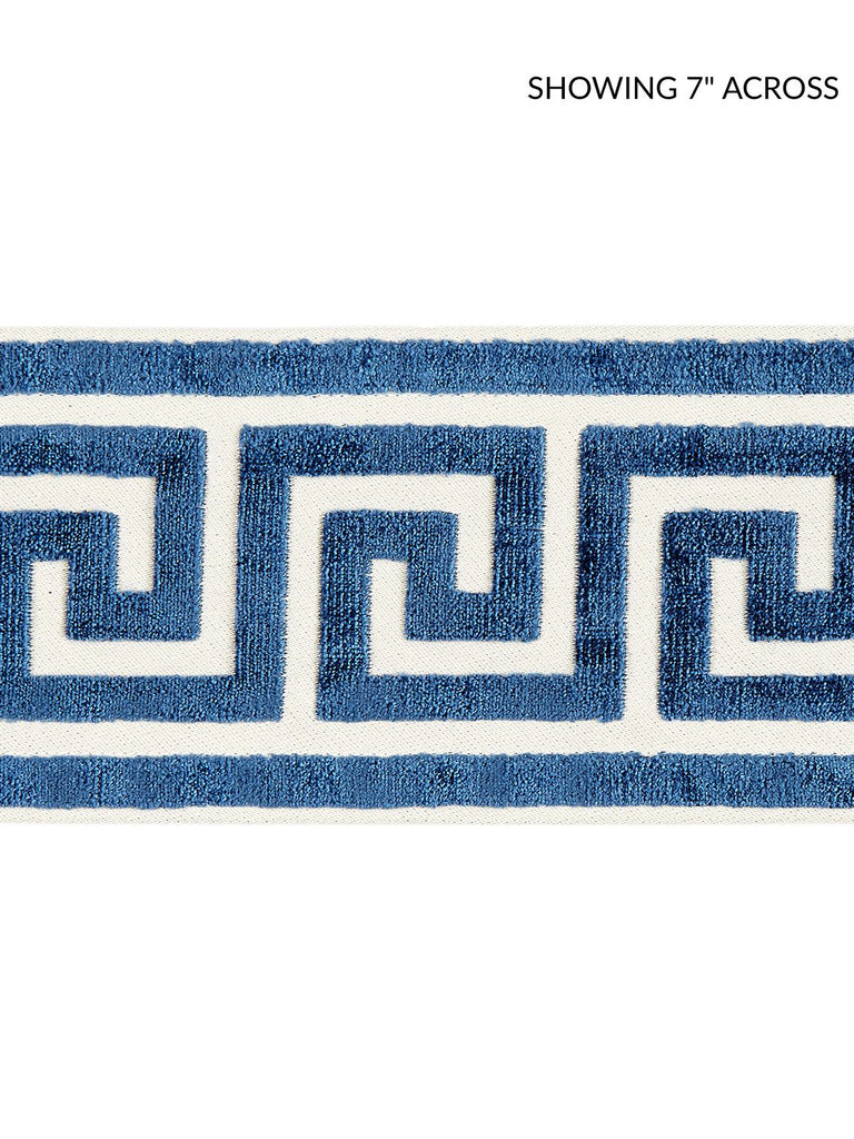 Greek Key Velvet Tape - Indigo