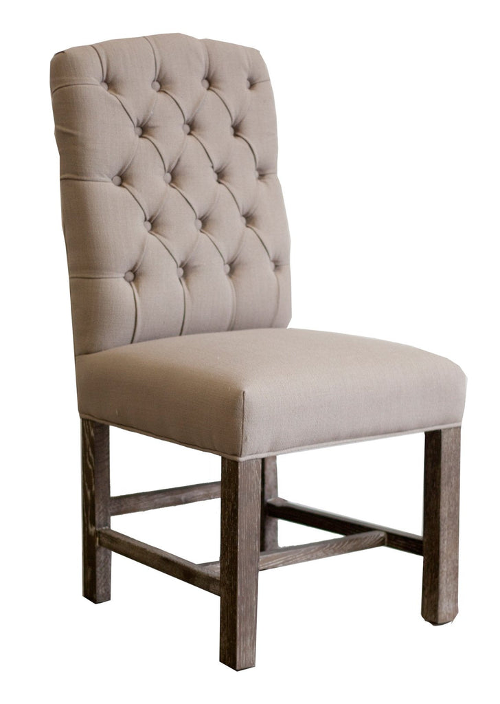York Dining Chair - Flax Linen & Natural Legs - Set of 2