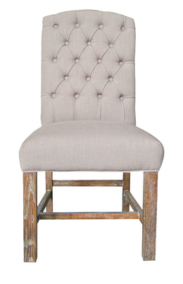 York Dining Chair - Flax Linen & Natural Legs - Set of 2