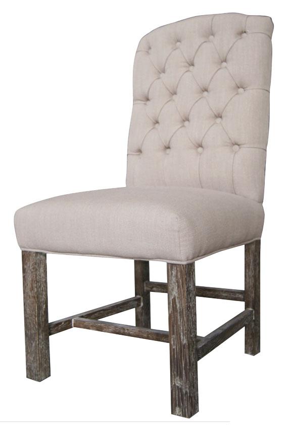 York Dining Chair - Flax Linen & Natural Legs - Set of 2