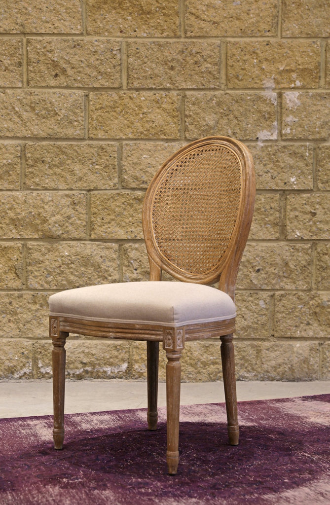 Napoleon Dining Chair w/ Cane Back- Antique Linen - Set of 2