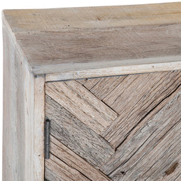 Tristan 36" Light Grey Wash Finish Mango Wood Reclaimed Pine and Iron 2-Door Sideboard
