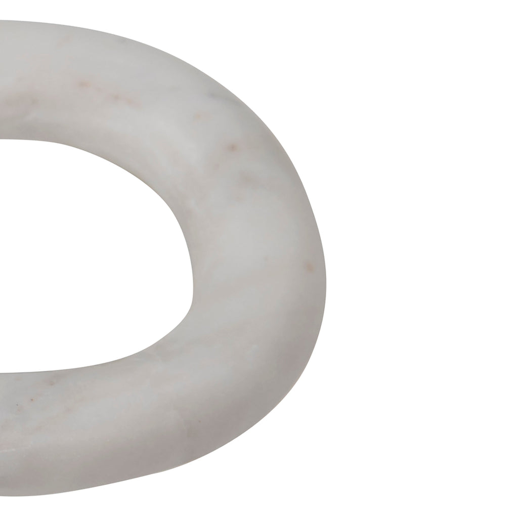 Marcille Hand Cut White Banswara Marble 3 Link Chain Tabletop Decor