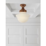 Edmond Flush Mount, Antique Brass with White Glass