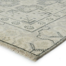 Jaipur Living Stage Hand-Knotted Bordered Ivory/ Green Runner Rug