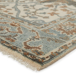 Jaipur Living Slayton Hand-Knotted Medallion Ivory/ Light Teal Runner Rug