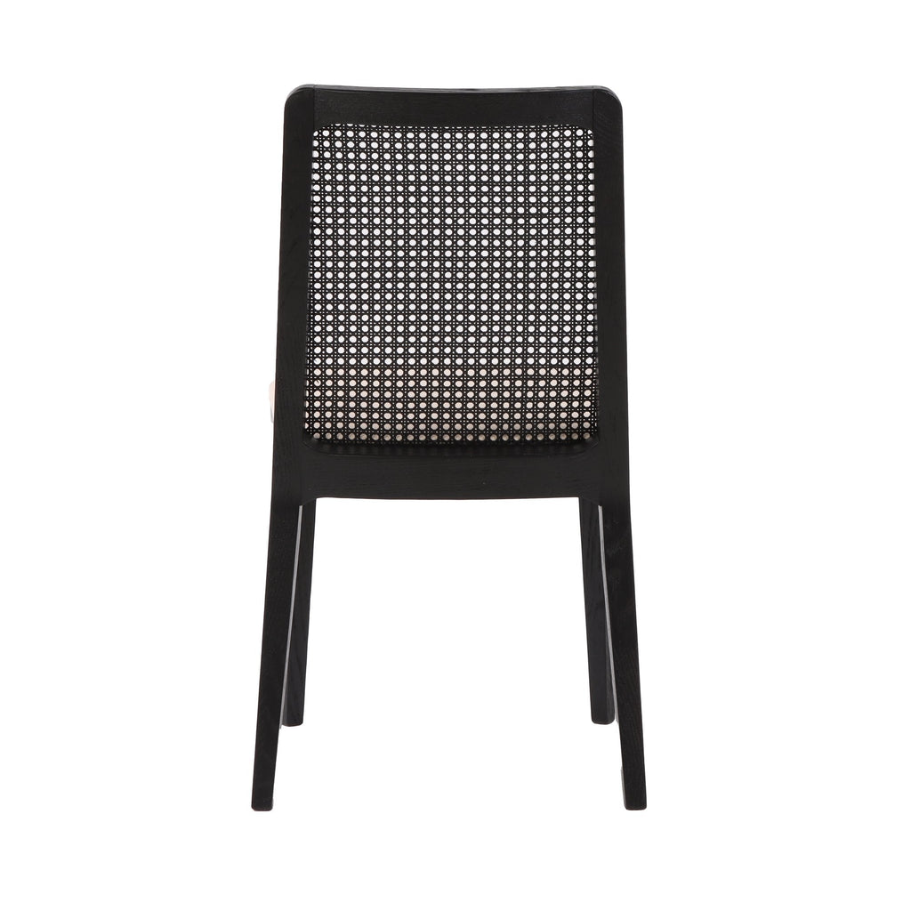 Cane Dining Chair - Oyster Linen/Black Legs - Set of 2