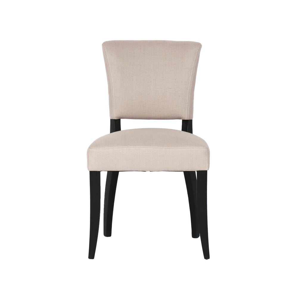 Luther Dining Chair - Light Linen/Black Legs - Set of 2